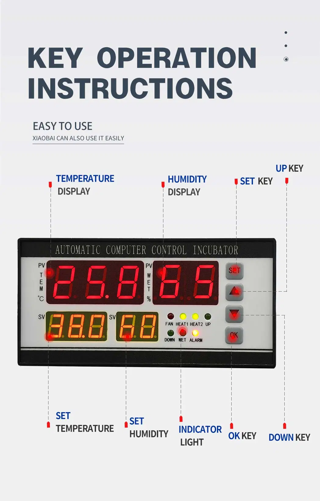 Temperature and Humidity Intelligent Digital Temperature Controller Xm-18 Intelligent Incubator